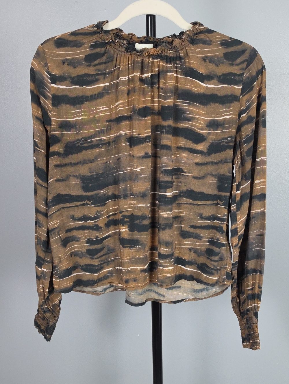 Cloth & Stone Anthropologie Brown Black Abstract Striped Blouse Size Small